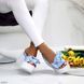 Блакитні шкіряні жіночі шльопанці на білій танкетці 36 10955 фото 3