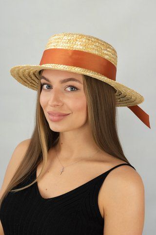 Солом'яний капелюх канотьє Патрісія 1709 бежевий 1709 фото
